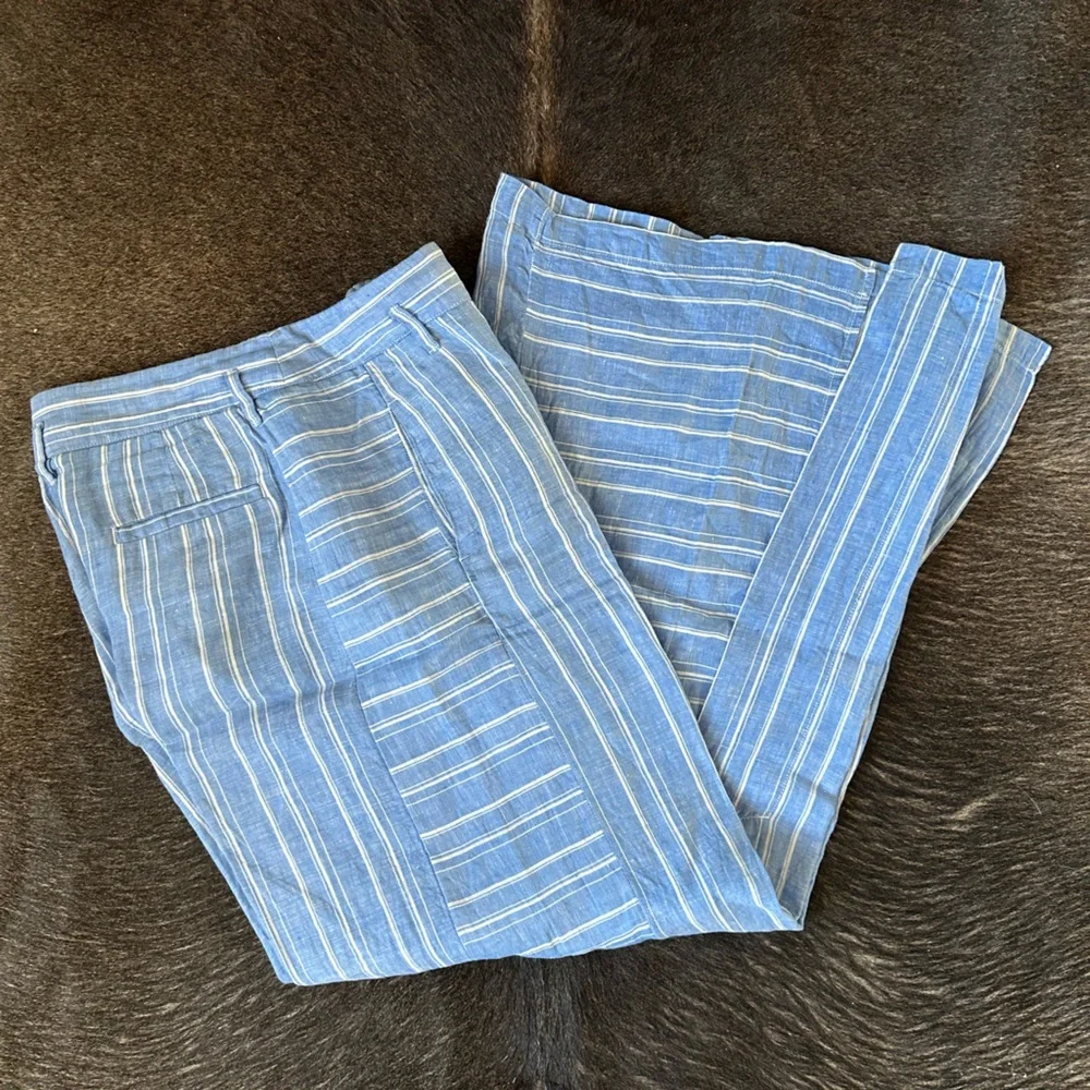 Anthropologie Linen Striped Wide Leg Pants Palazzo - Picture 2 of 3